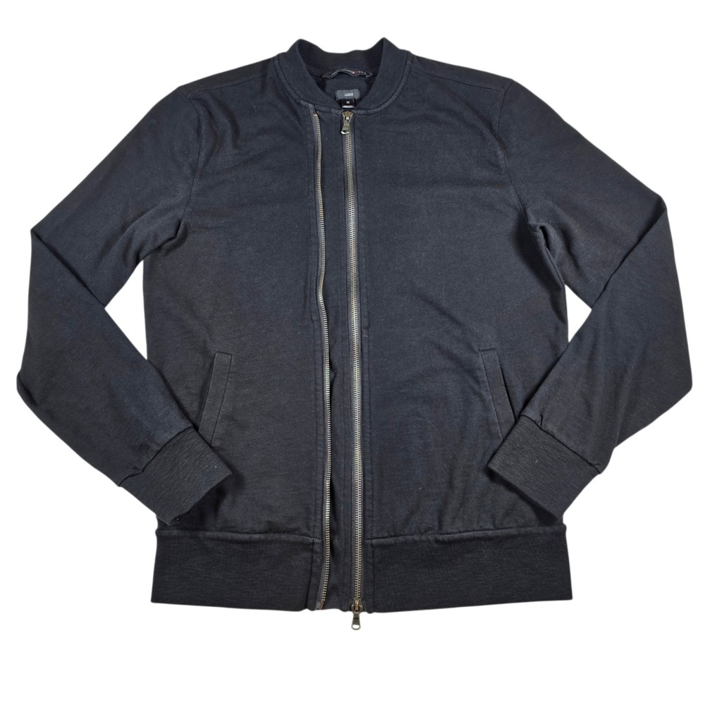 John Varvatos Star USA Luxe Black Double Zip Pockets Bomber Jacket- Men's Size M